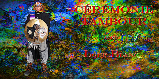 CÉRÉMONIE cérémonie tambour avec loup blanc