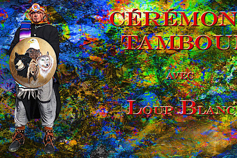 CÉRÉMONIE cérémonie tambour avec loup blanc